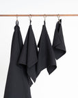 Organic Waffle Cotton Towel in Black