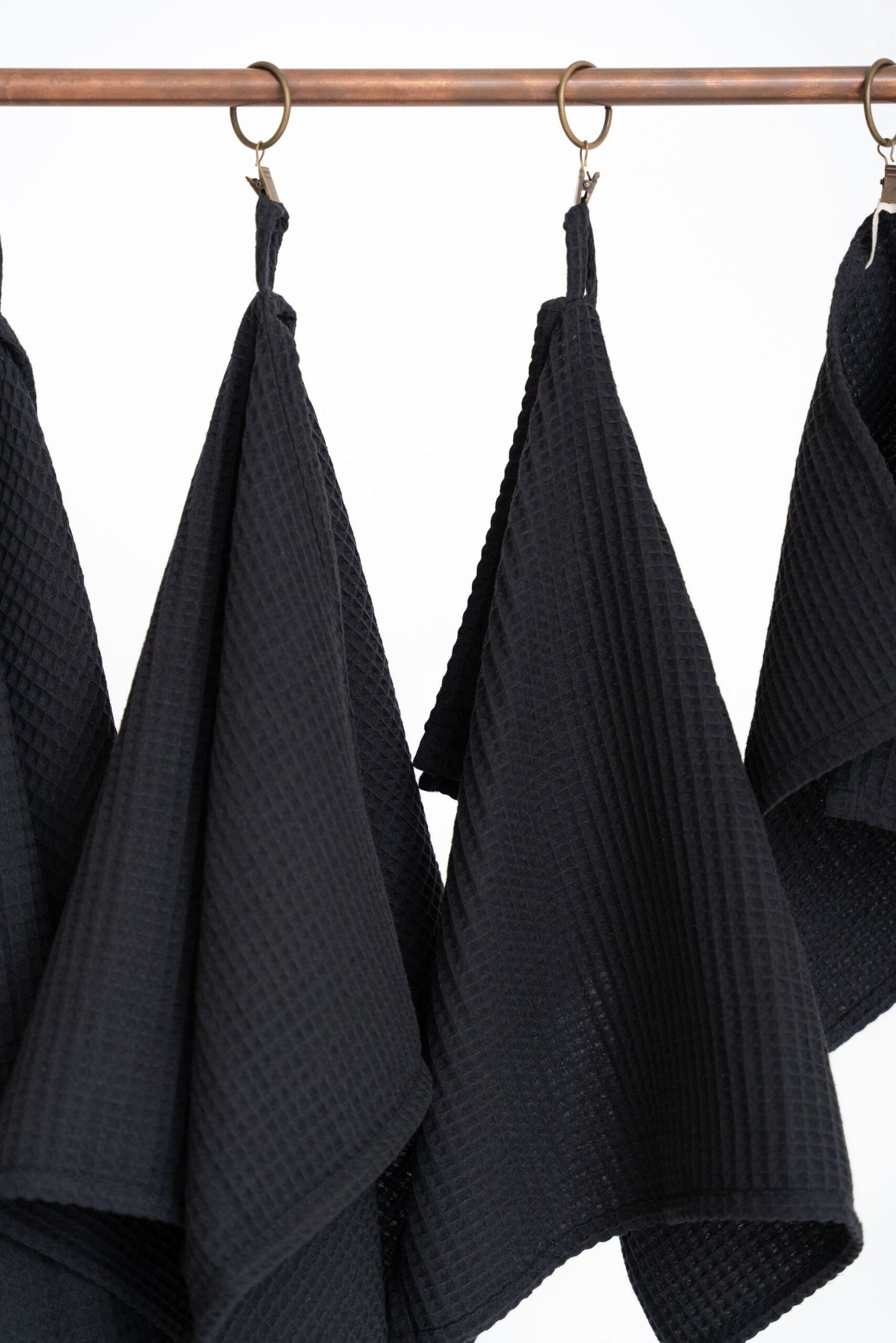Organic Waffle Cotton Towel in Black