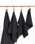 Organic Waffle Cotton Towel in Black