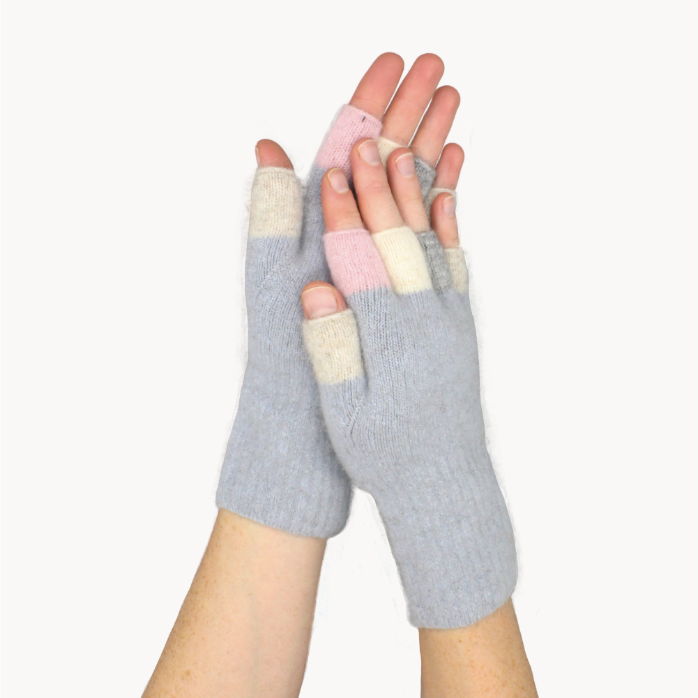 Possum Merino &amp; Silk Multicoloured Fingerless Gloves