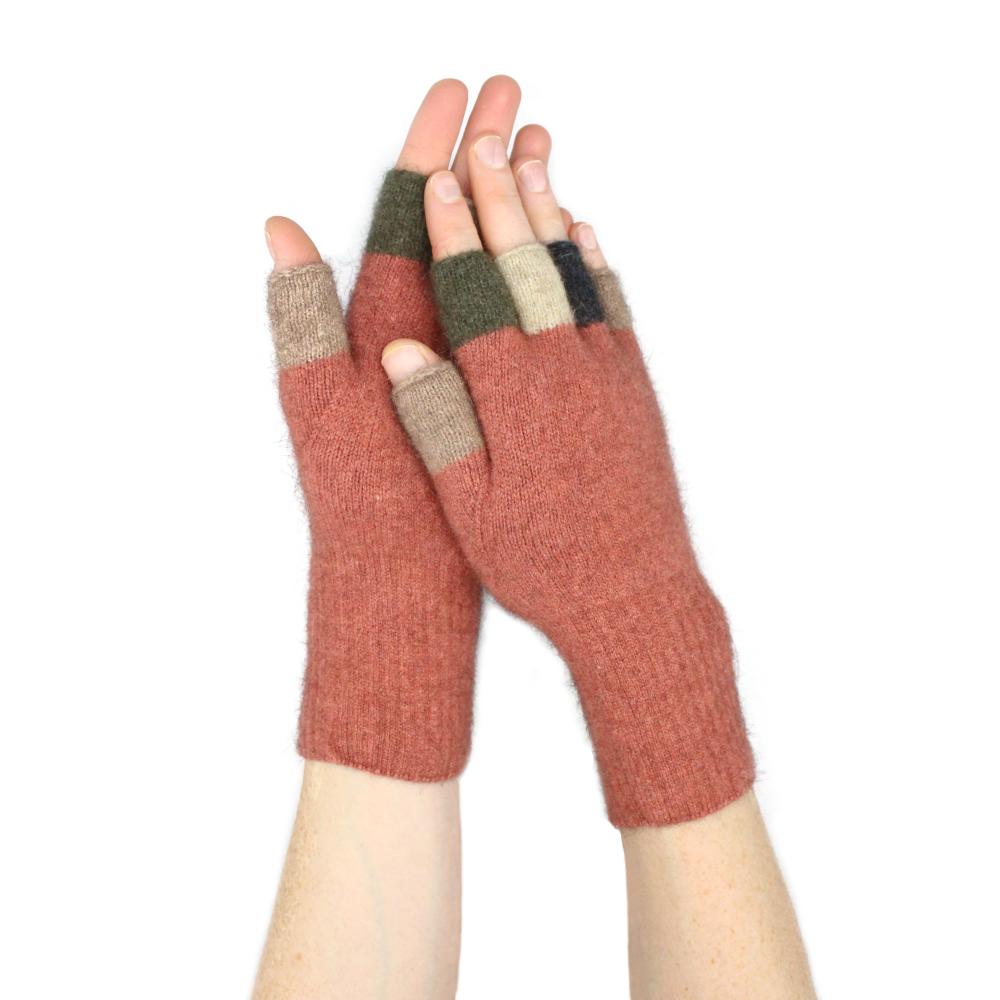 Possum Merino &amp; Silk Multicoloured Fingerless Gloves