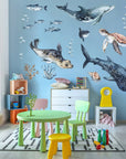 Sea Animals Variety Decal Set - Ocean Theme - Watercolour effect Dolphin, Shark, Turtle & Seal + more