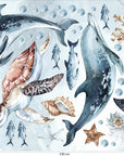 Dolphins & Turtle Decal Set - Ocean Theme - Watercolour Effect Stickers