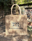Reusable Hessian Shopping Bag with Flat Base – Durable Eco Tote (40x35x18cm) - Natural