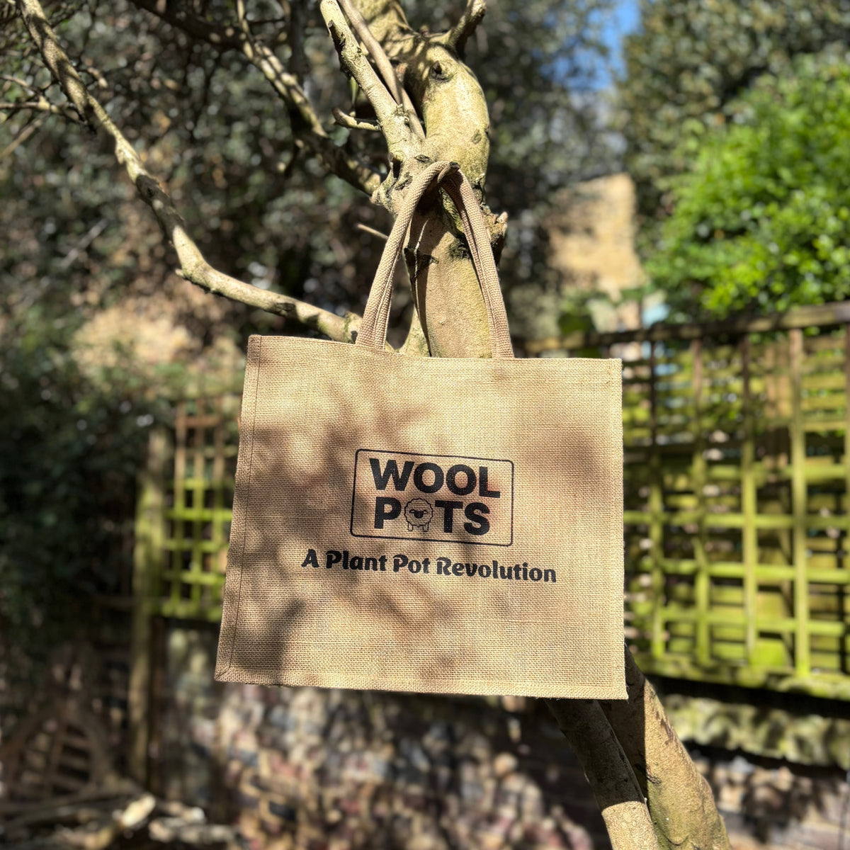 Reusable Hessian Shopping Bag with Flat Base – Durable Eco Tote (40x35x18cm) - Natural