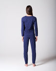 Navy Printed Henley Organic Cotton Slim Stretch PJ Set