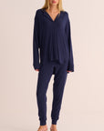 Navy Ribbed Modal Hero Shirt and Cuffed Leggings Set