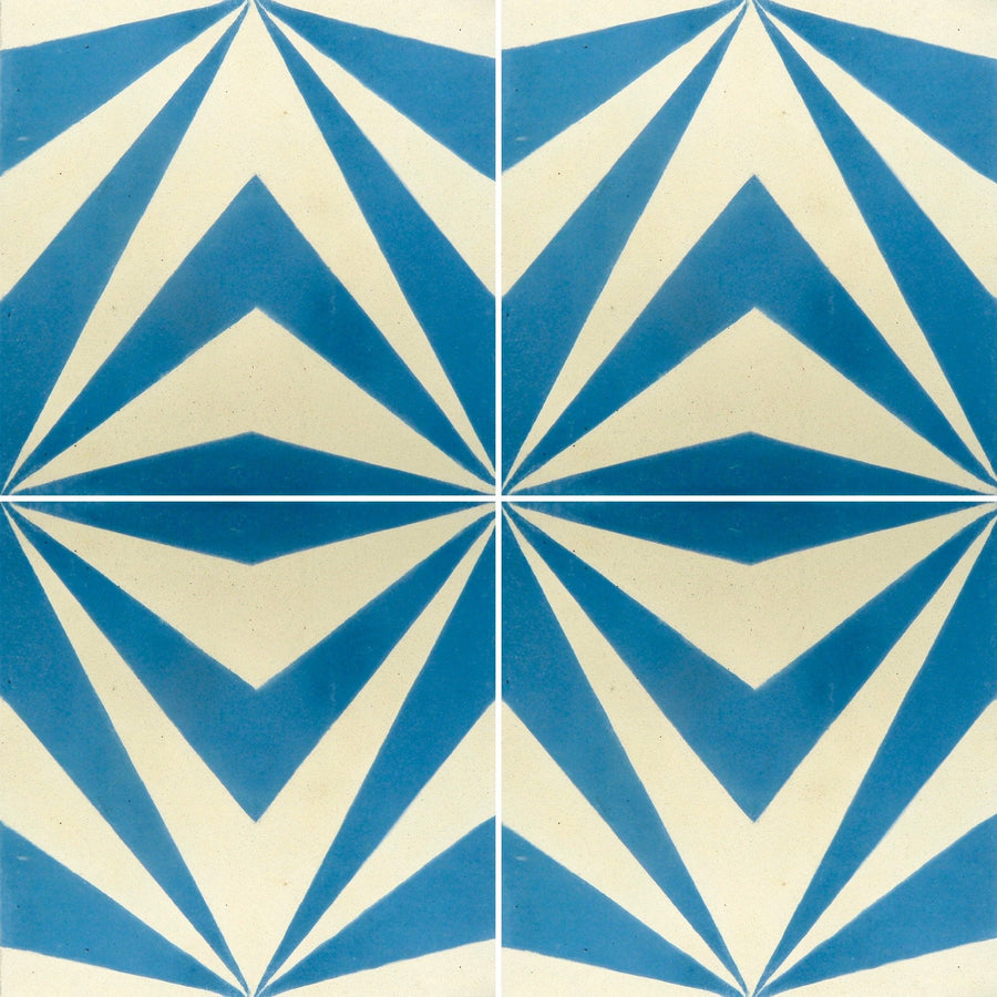 Premium NEO Cement Tile in Blue and White, Luxury Handcrafted Floor and Wall Tiles, Stylish Bathroom and Kitchen Tiles by Maria Starling Design at brixbailey.com