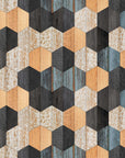 Neville Geometric Wallpaper with Faux Wood Texture
