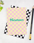 Nineteen Checkerboard 19th Birthday Card