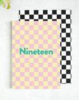 Nineteen Checkerboard 19th Birthday Card