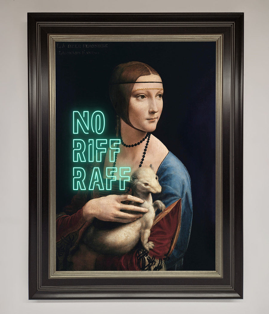 No Riff Raff Framed Print, stylish and sophisticated statement wall art, luxury home decor, best-selling bold framed artwork by Zestio at brixbailey.com