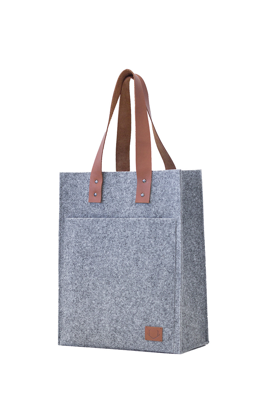 Grey Everyday Tote Bag with Leather Detail