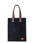 Black Felt Tote Bag with Leather Detail
