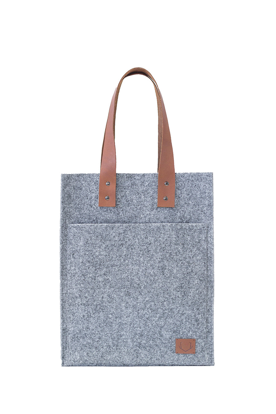 Grey Everyday Tote Bag with Leather Detail