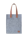 Grey Everyday Tote Bag with Leather Detail