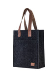 Black Felt Tote Bag with Leather Detail