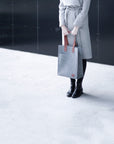 Grey Everyday Tote Bag with Leather Detail
