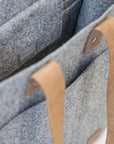 Grey Everyday Tote Bag with Leather Detail