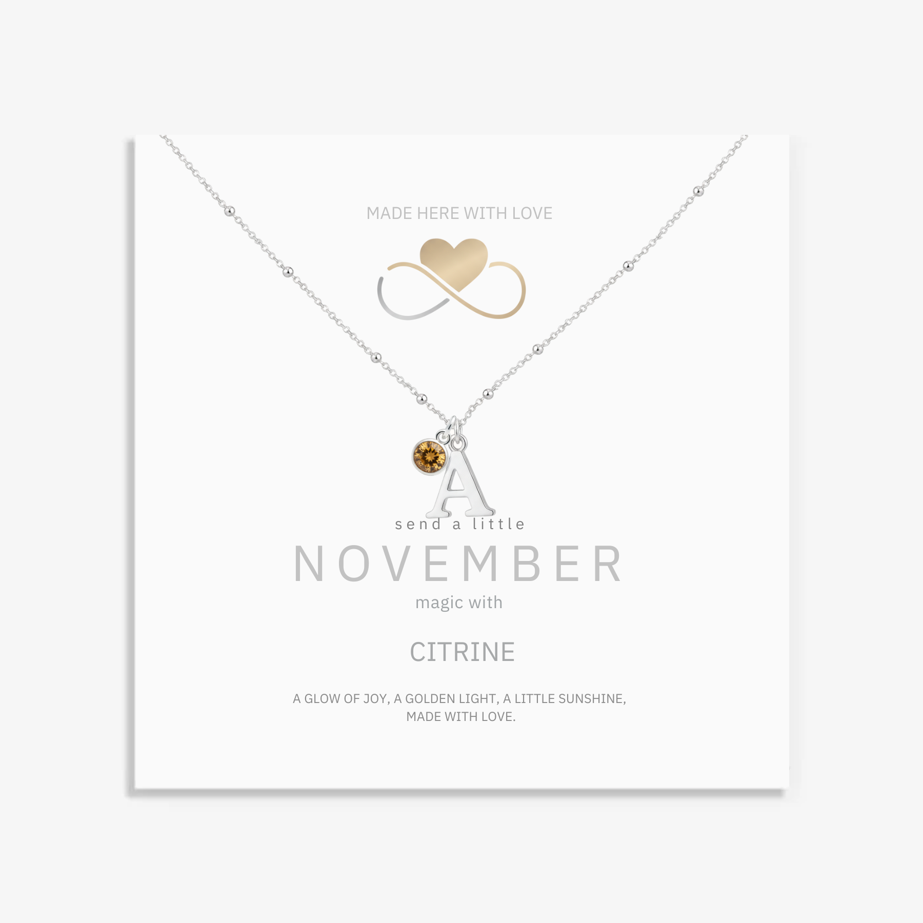 Personalised November Birthstone and Initial Necklace