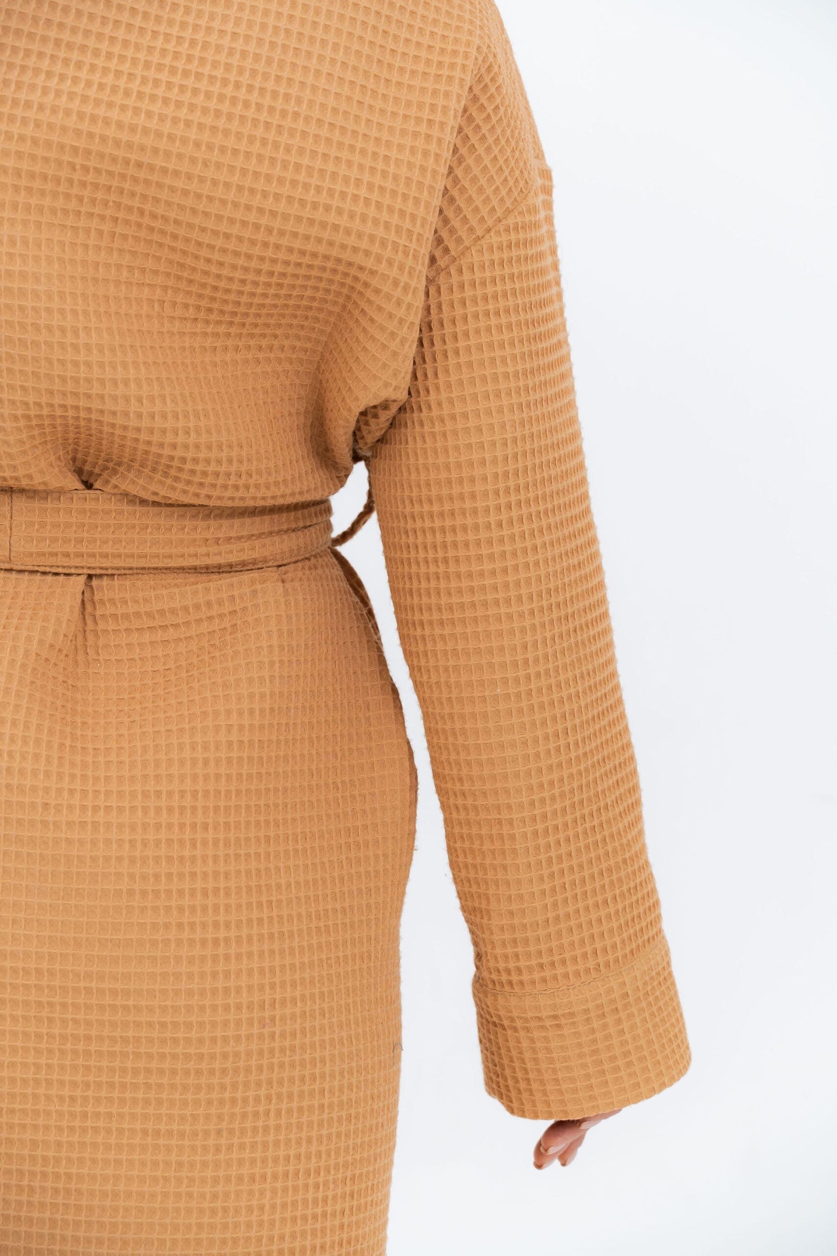 Short Waffle Cotton Robe for Women