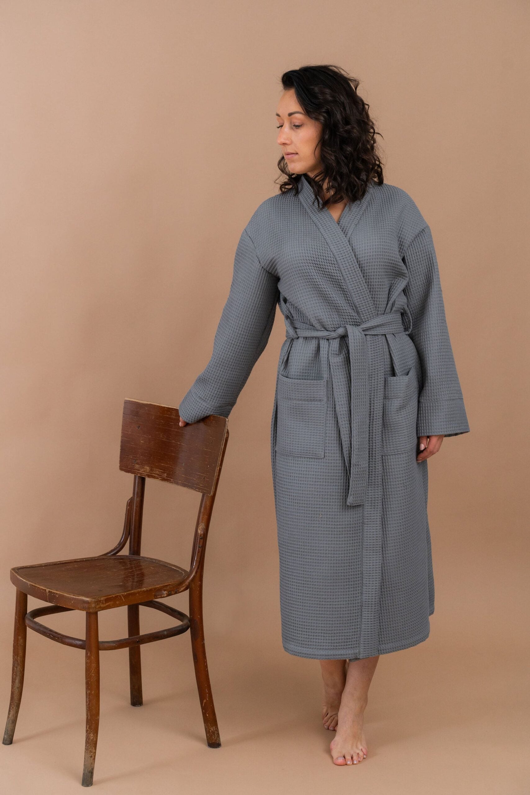 Waffle Cotton Lounge Robe for Women