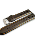 Black And Orange Leather Rally Hole Watch Strap