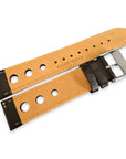 Black And Orange Leather Rally Hole Watch Strap