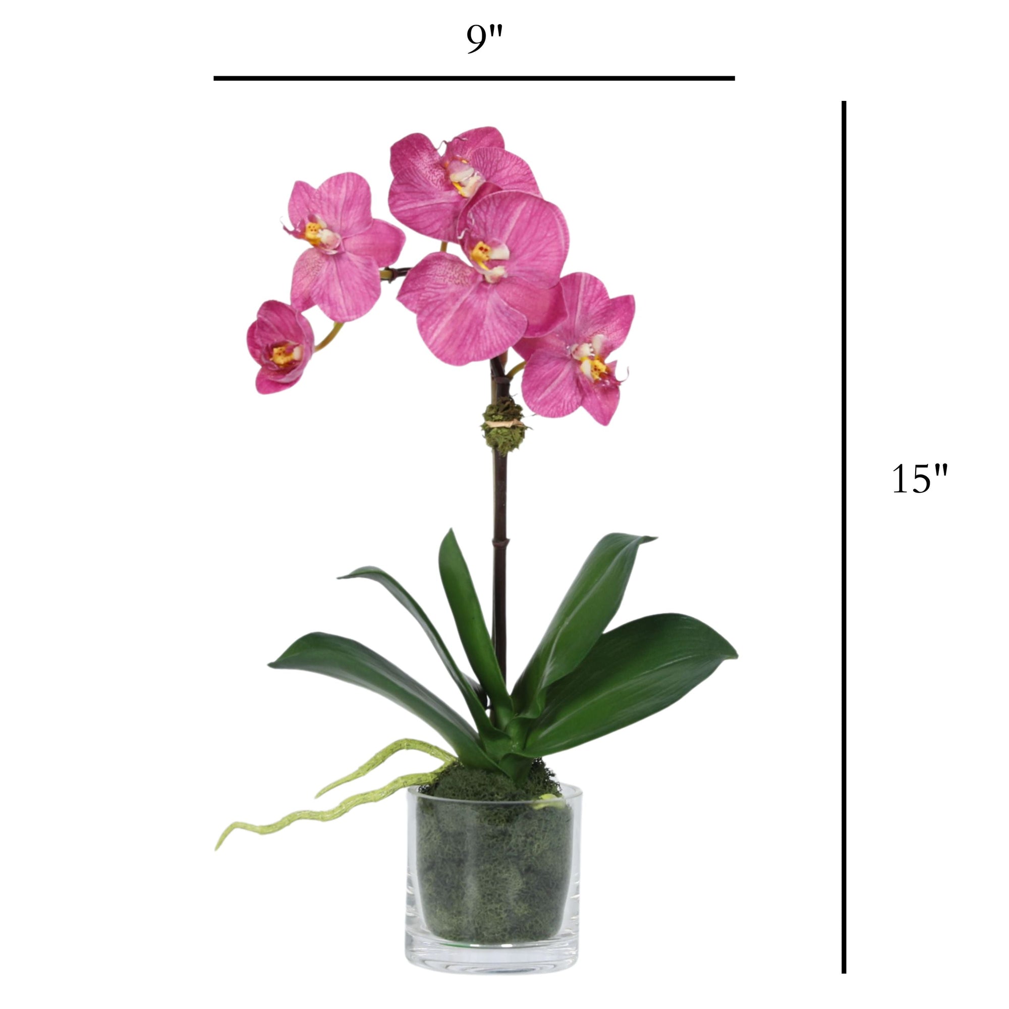 Faux Orchid Plant in Glass Vase