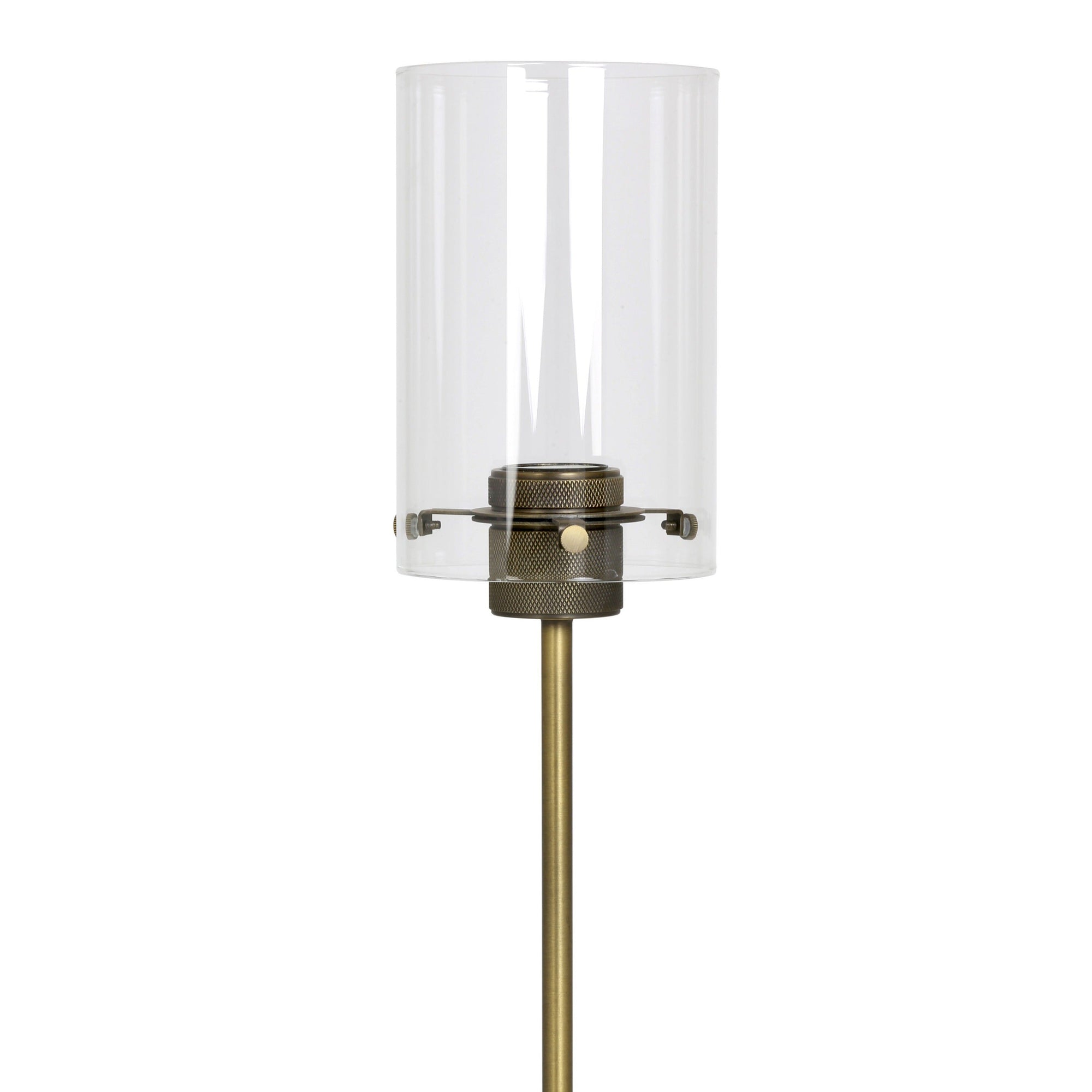 Luxury Fulham table lamp with elegant cylindrical glass shade and antiqued bronze base, polished brass, classic decor by Ella James at brixbailey.com