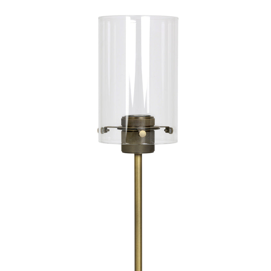 Luxury Fulham table lamp with elegant cylindrical glass shade and antiqued bronze base, polished brass, classic decor by Ella James at brixbailey.com