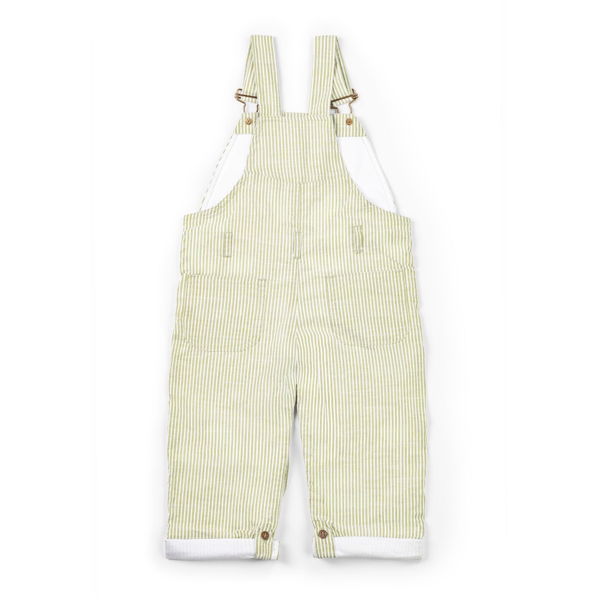 Olive Seersucker Dungarees