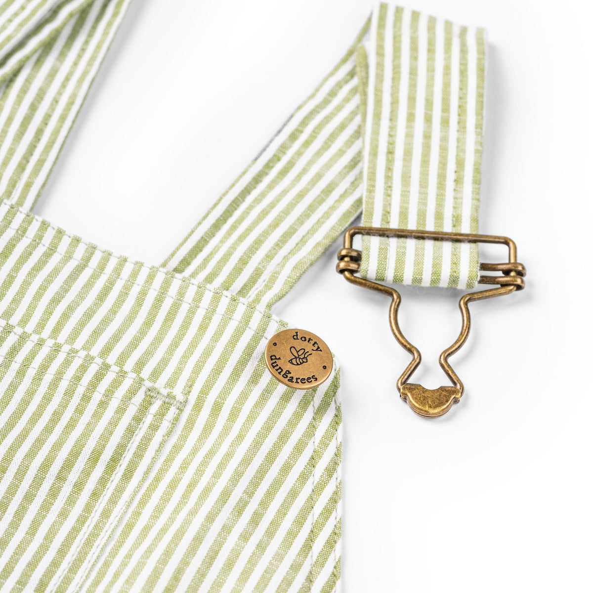 Olive Seersucker Dungarees