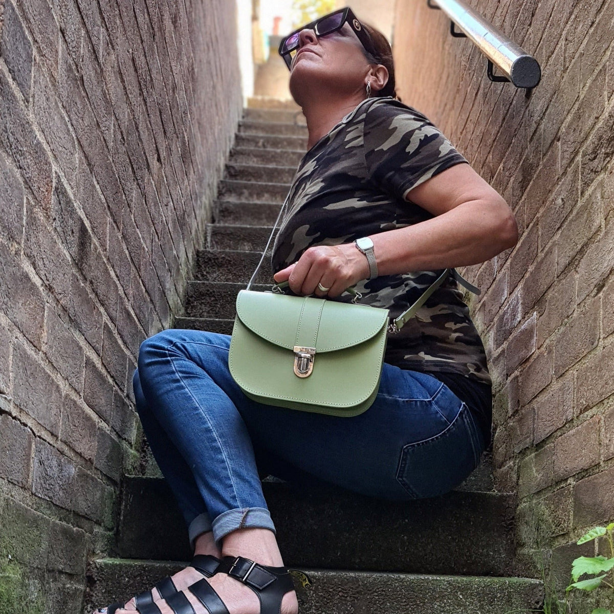 Olympia Handmade Leather Bag - Sage Green