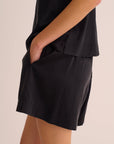 Black Washable Organic Stretch Silk Shorts