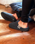 Outback Men's Slippers in Charcoal and Turquoise