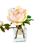 Peony Flower Arrangement in Glass Vase - 10"