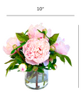 Real touch peony arrangement in vase - 10"
