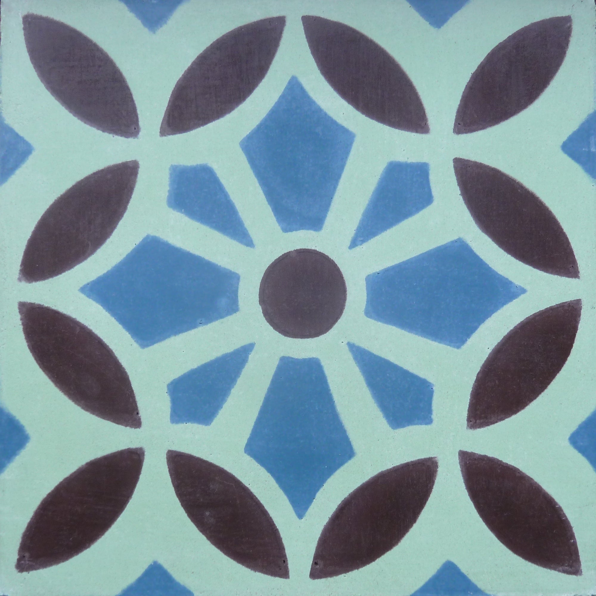 Luxury MAROQ cement floor tiles, turquoise and white Moroccan-inspired design, premium handcrafted tiles for walls and floors by Maria Starling Design at brixbailey.com