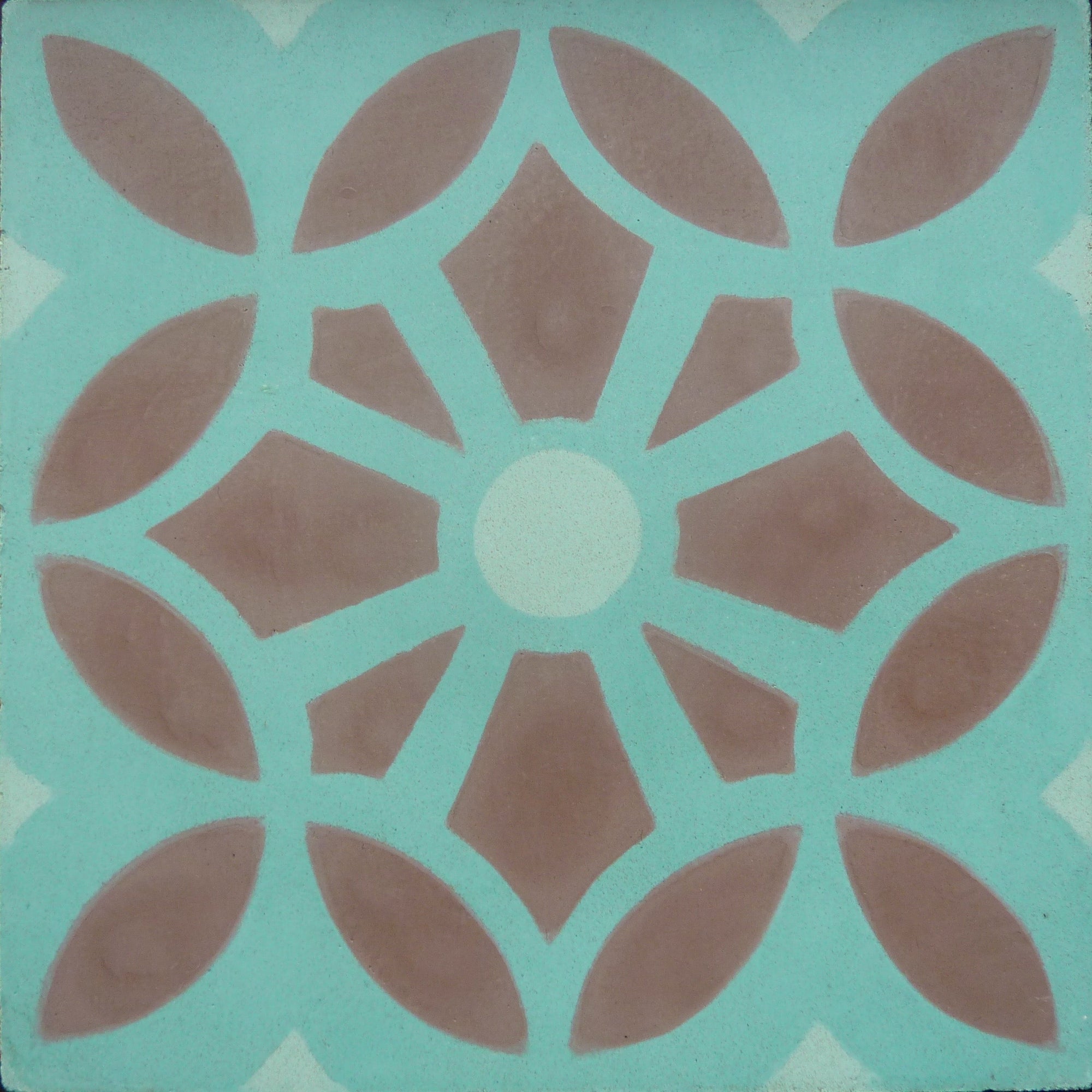 Luxury MAROQ cement floor tiles, turquoise and white Moroccan design by Maria Starling, premium handcrafted timeless tiles for walls and floors by Maria Starling Design at brixbailey.com