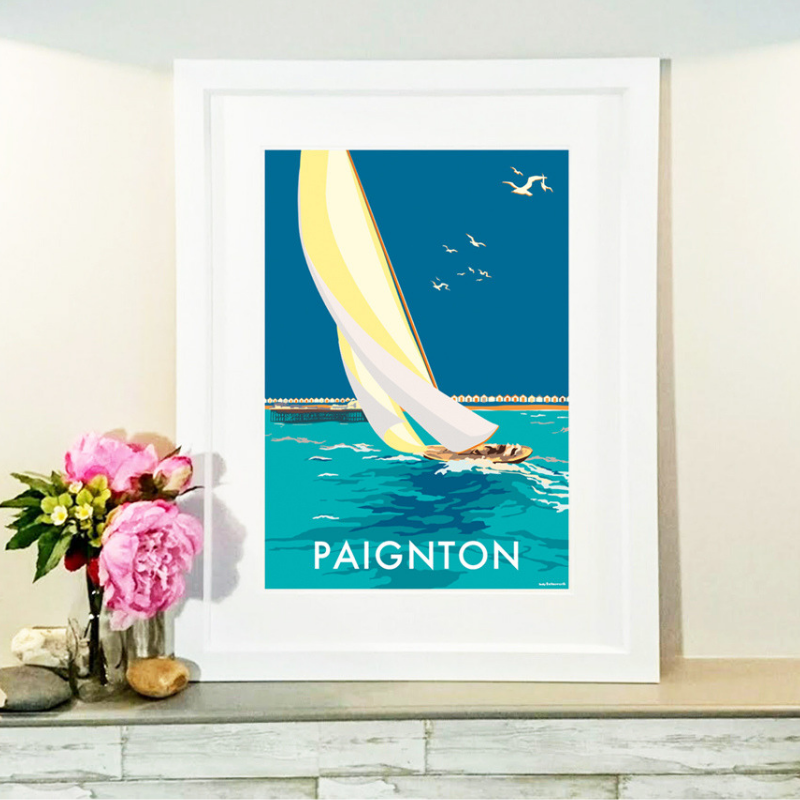 Paignton Sailing Boat Vintage Travel Poster