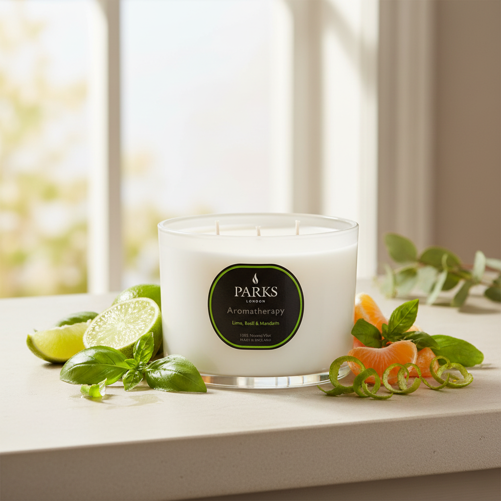 LIME, BASIL &amp; MANDARIN CANDLE 3 WICK 350G
