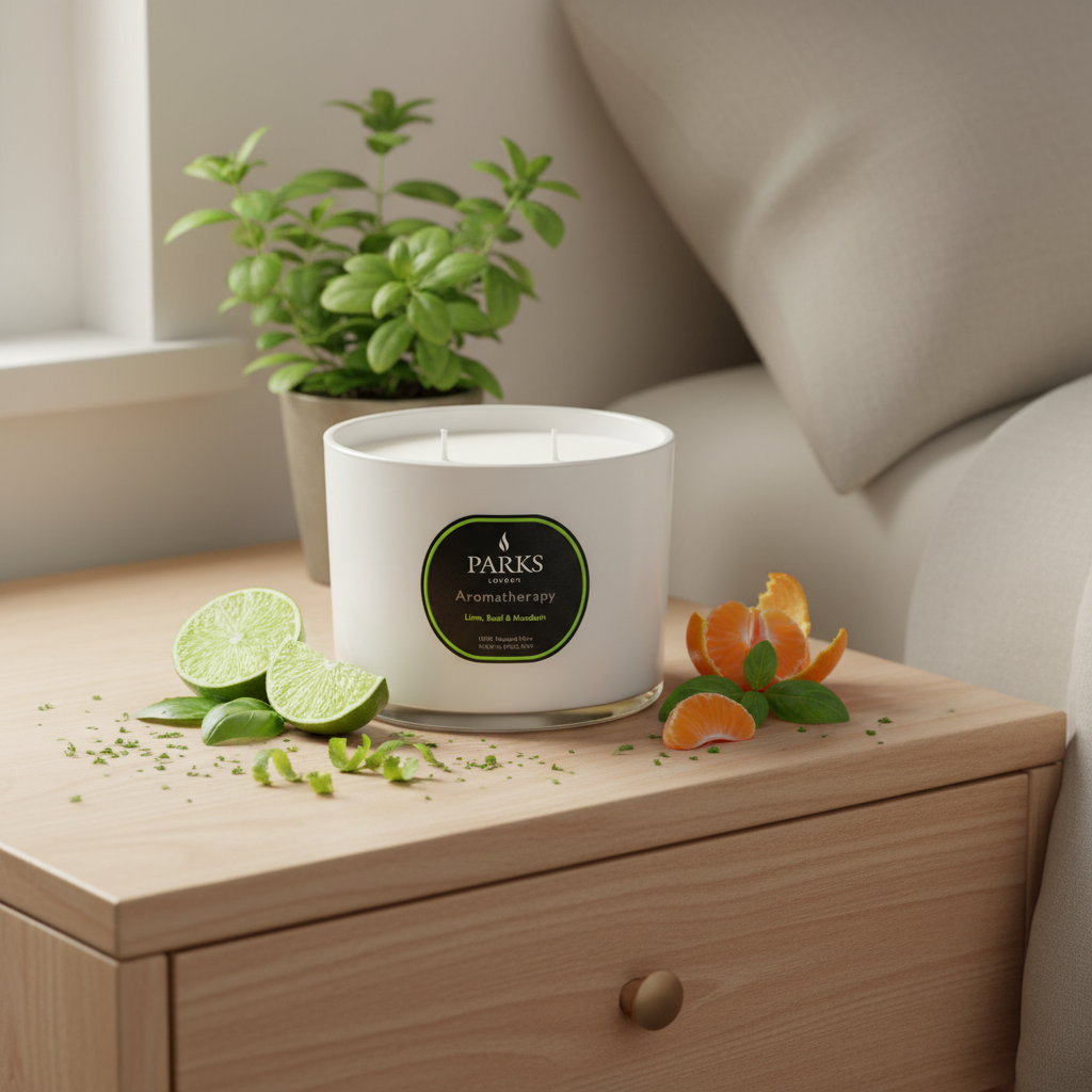 LIME, BASIL &amp; MANDARIN CANDLE 3 WICK 350G