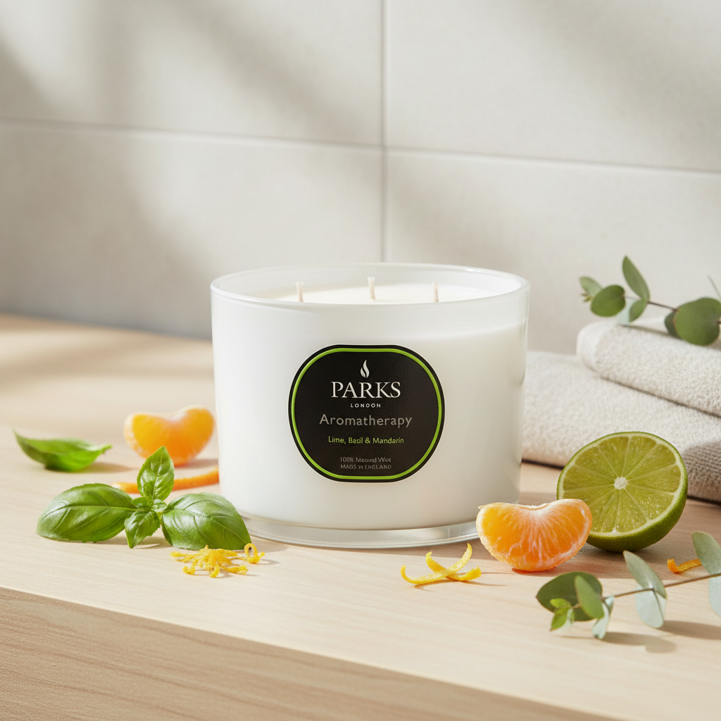 LIME, BASIL &amp; MANDARIN CANDLE 3 WICK 350G