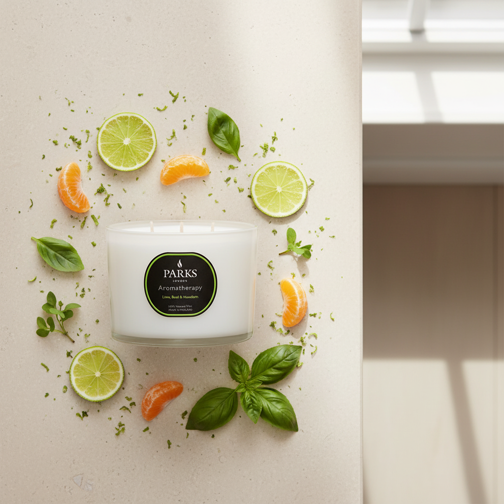 LIME, BASIL &amp; MANDARIN CANDLE 3 WICK 350G