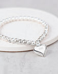 Personalised Sterling Silver Heart Beaded Bracelet