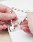 Personalised Sterling Silver Heart Beaded Bracelet