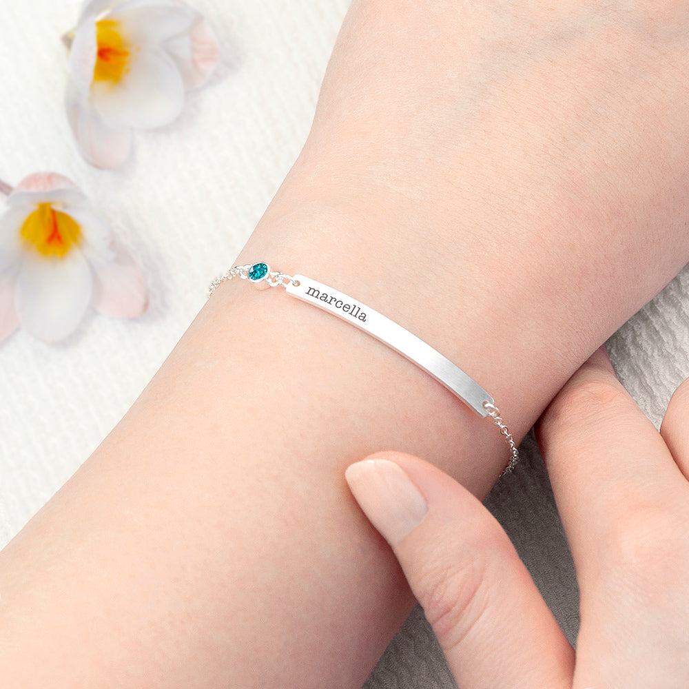 Personalised Silver Birthstone Swarovski Crystal Bracelet