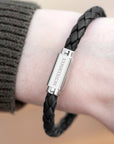 Personalised Men's Roman Numerals Luxury Black Leather Bracelet