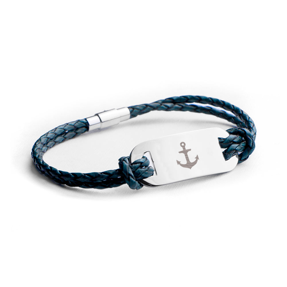 Personalised Men's Anchor Statement Leather Bracelet